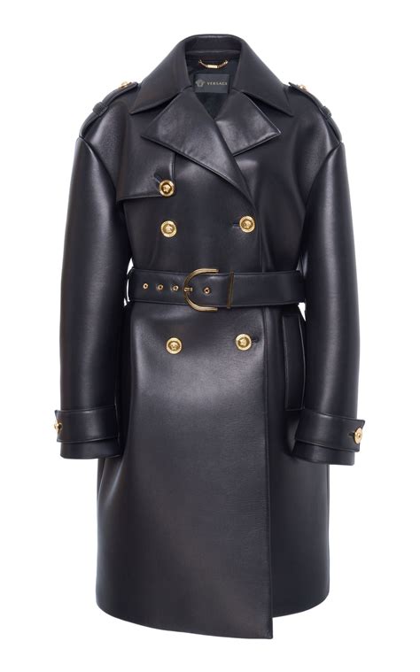 versace leather coat womens|versace leather jacket price.